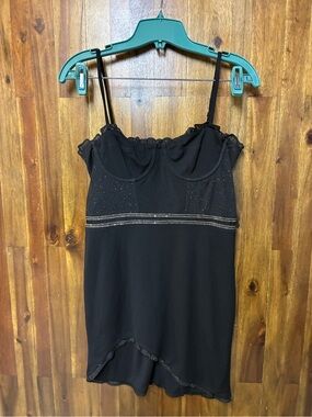 Hours Black Ruffle Y2K Corset Longline Top Women’s Size Medium (Runs Small)